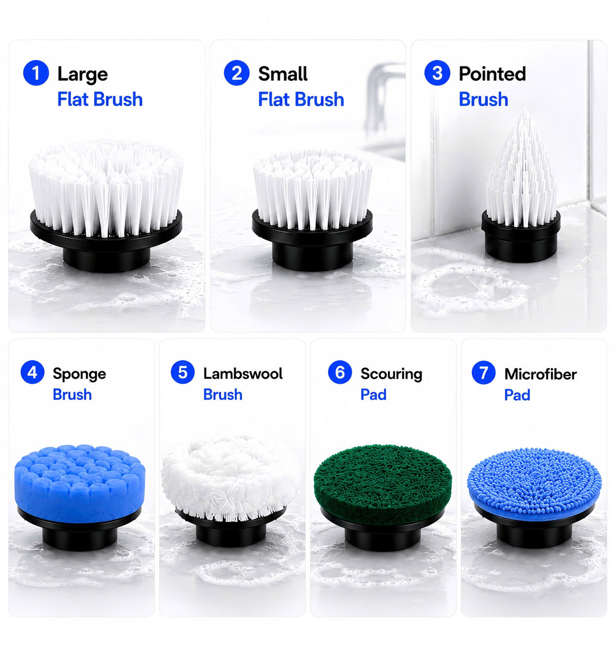 7 Replaceable Brush Heads